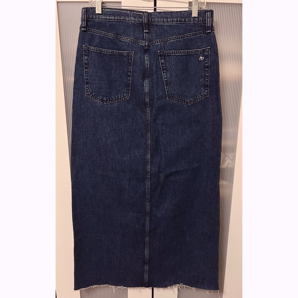 NWOT Rag & Bone Avery Maxi Denim Jean Skirt Navy Dark Blue Size 27 - Picture 8 of 16